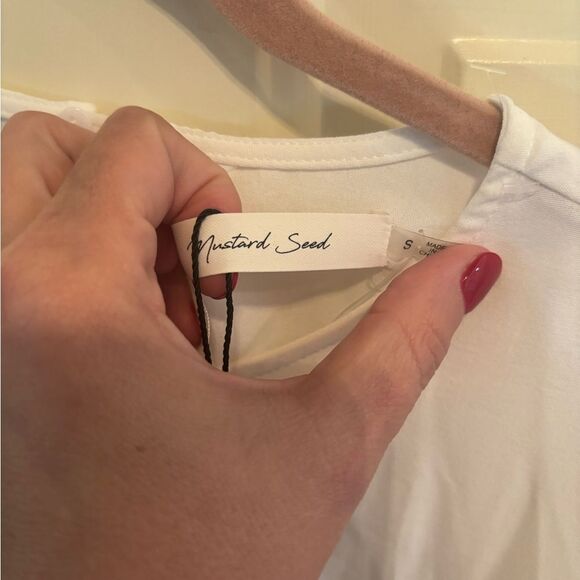 Anthropologie Mustard Seed Cream Blouse with 3/4 Sleeves and Relaxed Fit - Picture 3 of 5